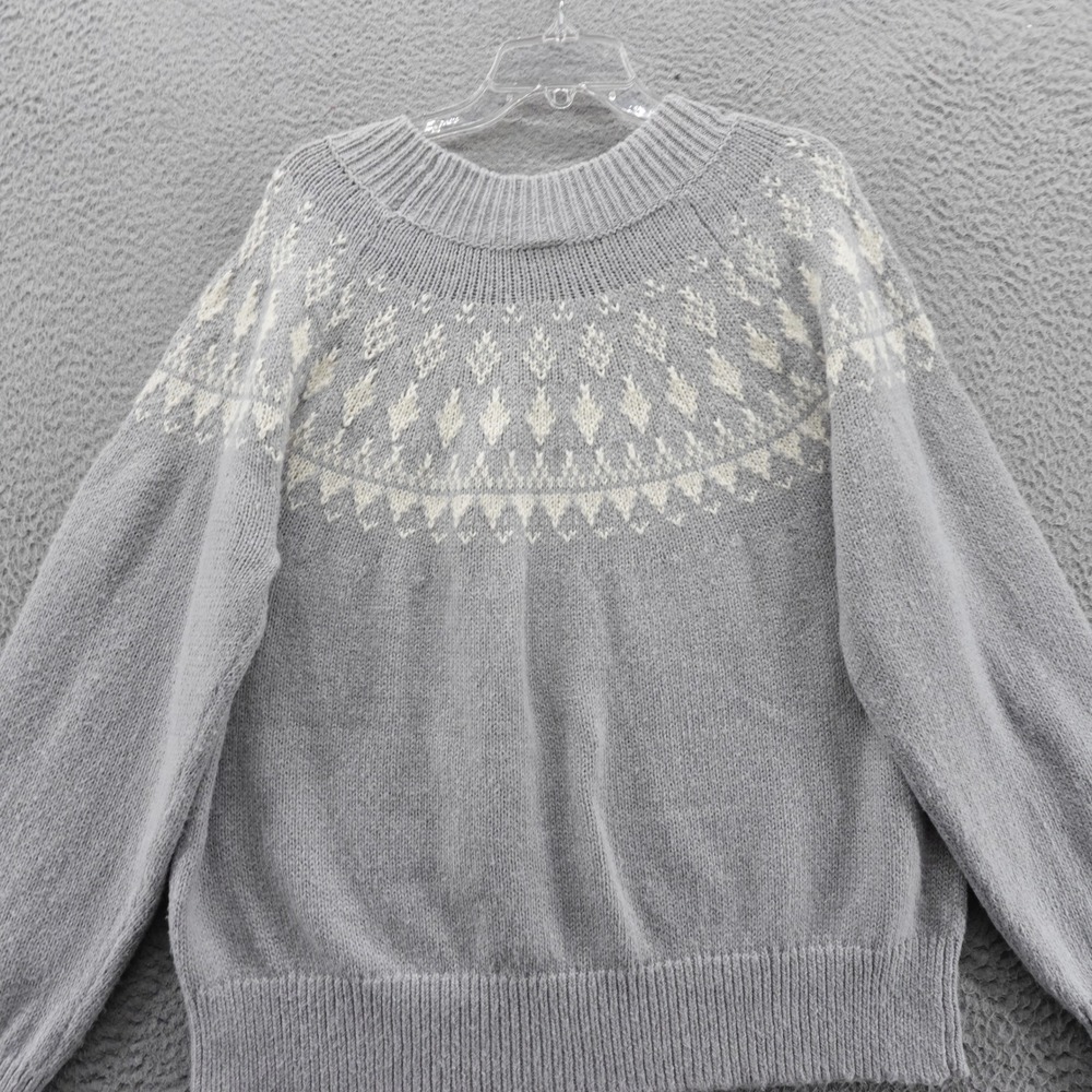 Melrose and Market Womens XXL Grey Fair Isle Crew Neck Knit Sweater NEW - Picture 4 of 12